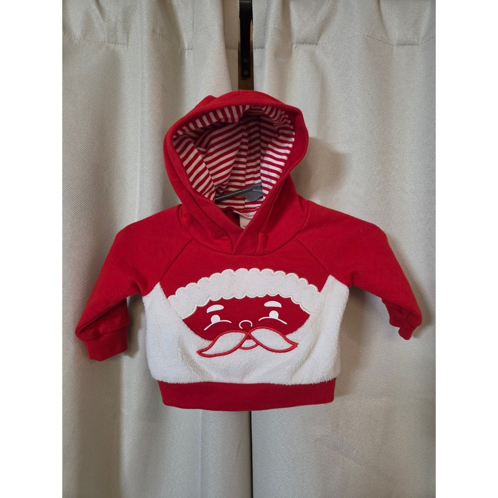 Cat & Jack Baby Santa Claus Hoodie Red Stripe Hood Pom-Pom Newborn NB